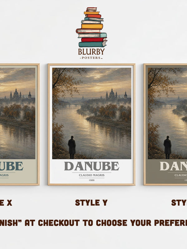 Danube book cover print in frame leaning in hallway – non fiction wall art