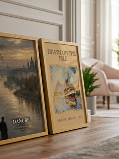 Danube watercolour print framed by window – literary home decor