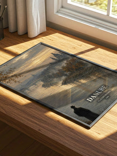 Danube watercolour book poster framed on wall – non fiction wall art
