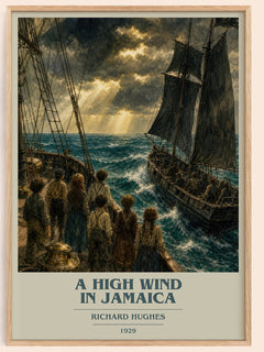A High Wind in Jamaica book cover book poster by Richard Hughes – framed literary art print