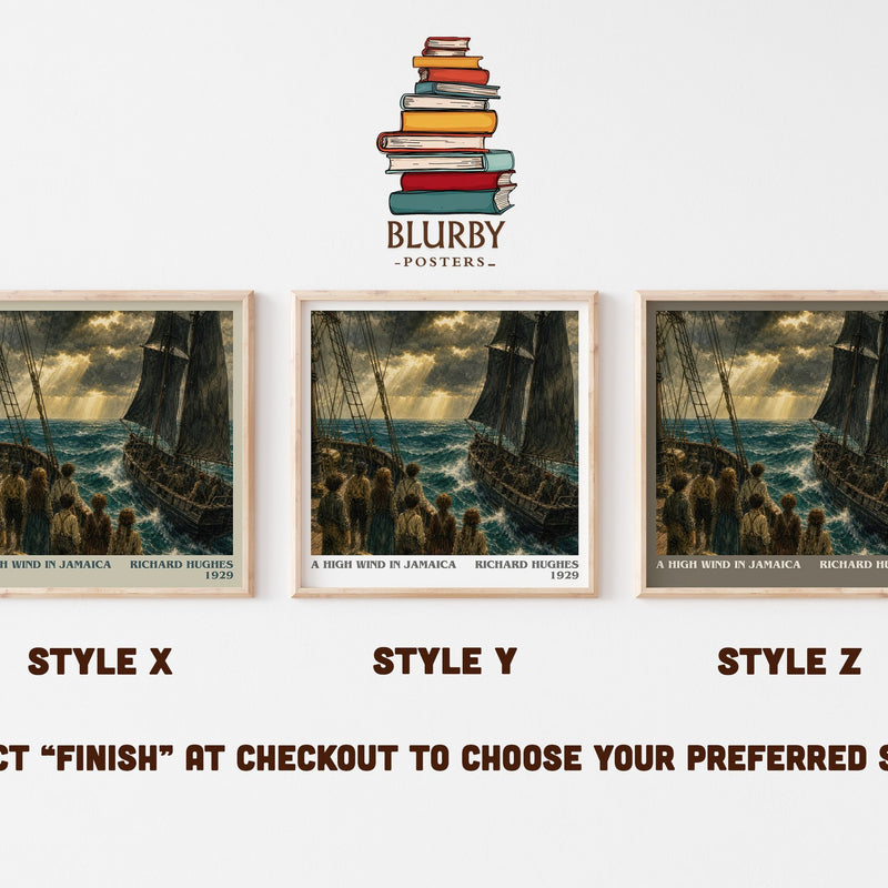 A High Wind in Jamaica literary print in frame leaning in hallway – literary fiction wall art