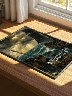 A High Wind in Jamaica watercolour book poster framed on wall – literary fiction wall art