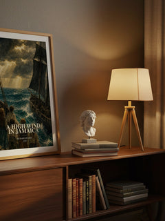 A High Wind in Jamaica watercolour print on bookshelf – Richard Hughes fan gift