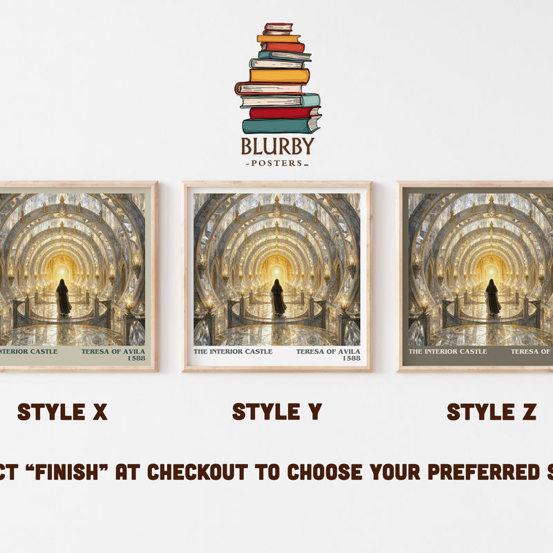 The Interior Castle literary print in frame leaning in hallway – non fiction wall art