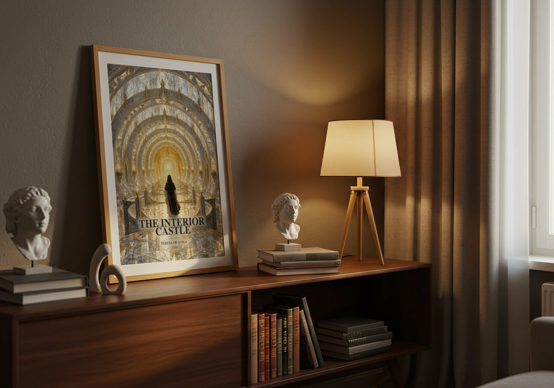 The Interior Castle watercolour print on bookshelf – Teresa of Avila fan gift