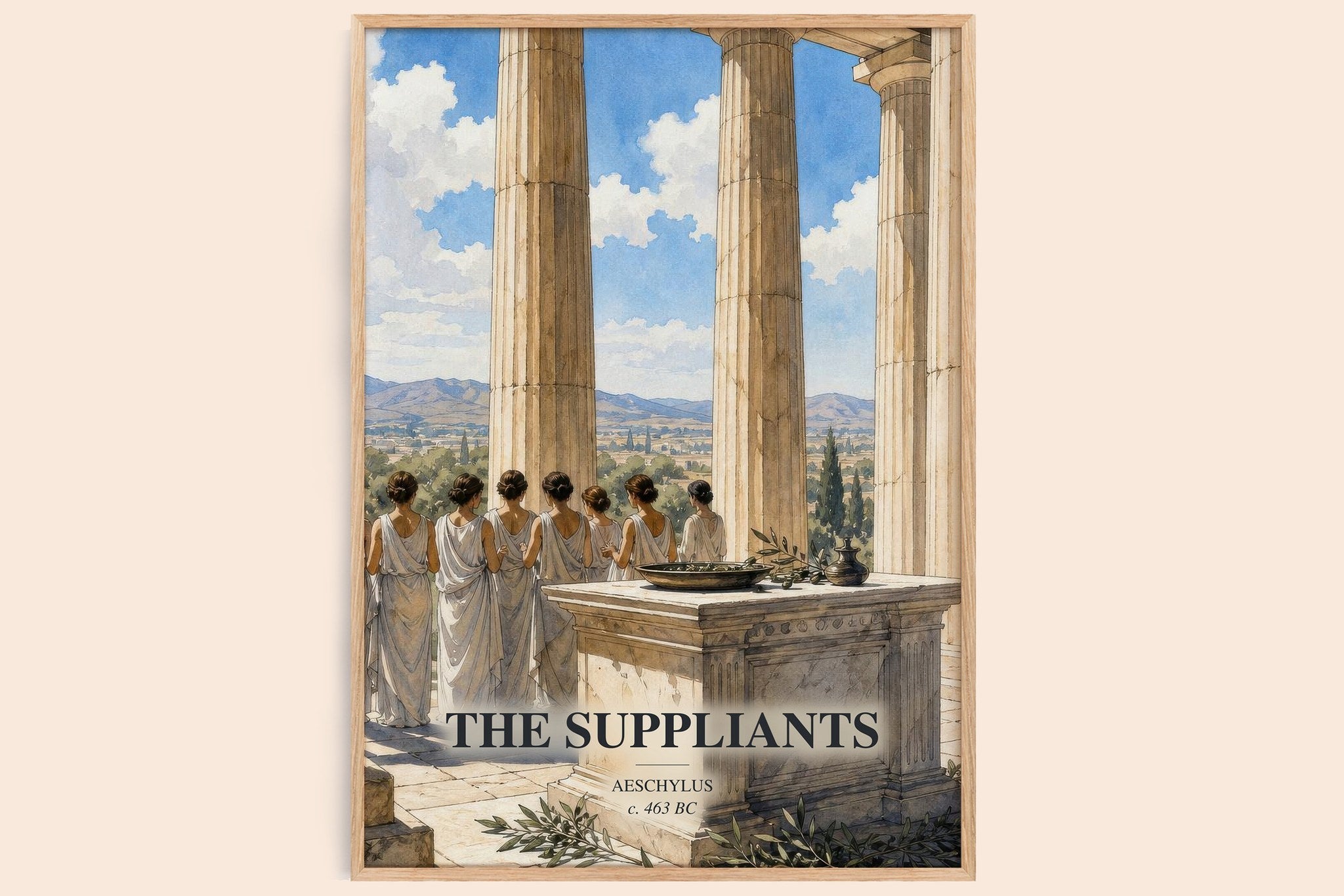 The Suppliants Book Watercolour Illustration by Aeschylus