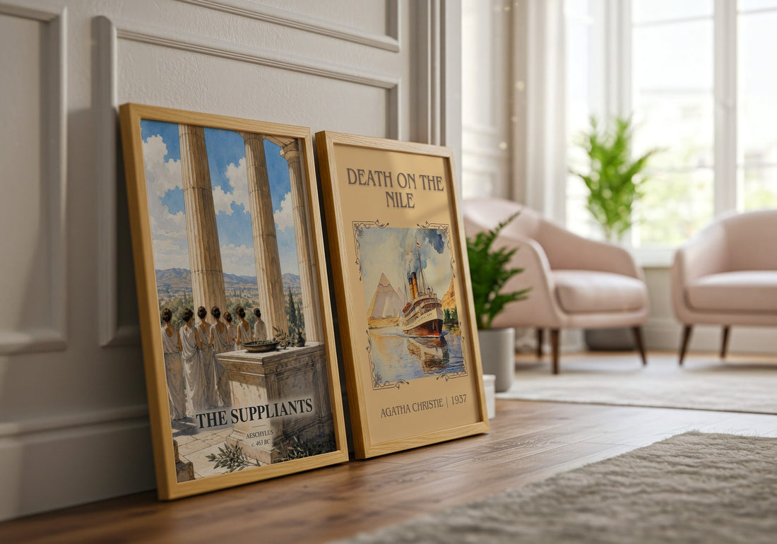 The Suppliants watercolour print framed by window – literary home decor
