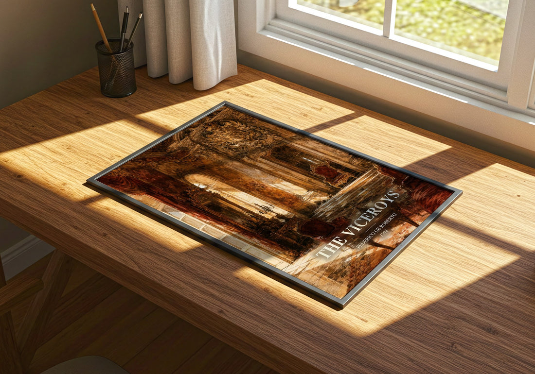 The Viceroys watercolour book poster framed on wall – historical fiction wall art