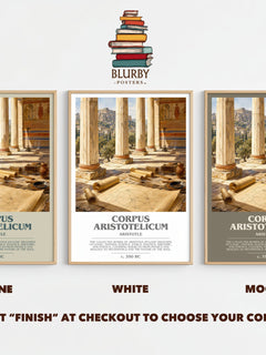 Corpus Aristotelicum bookish print framed by window – Stone, White and Mocha side by side – choose your colour