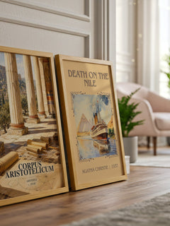 Corpus Aristotelicum watercolour print framed by window – literary home decor