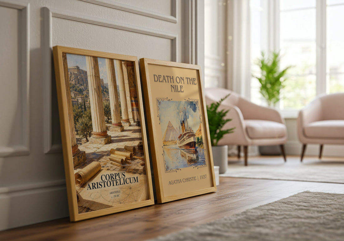 Corpus Aristotelicum watercolour print framed by window – literary home decor