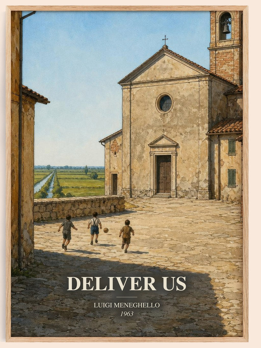 Deliver Us watercolour book poster by Luigi Meneghello – framed literary art print