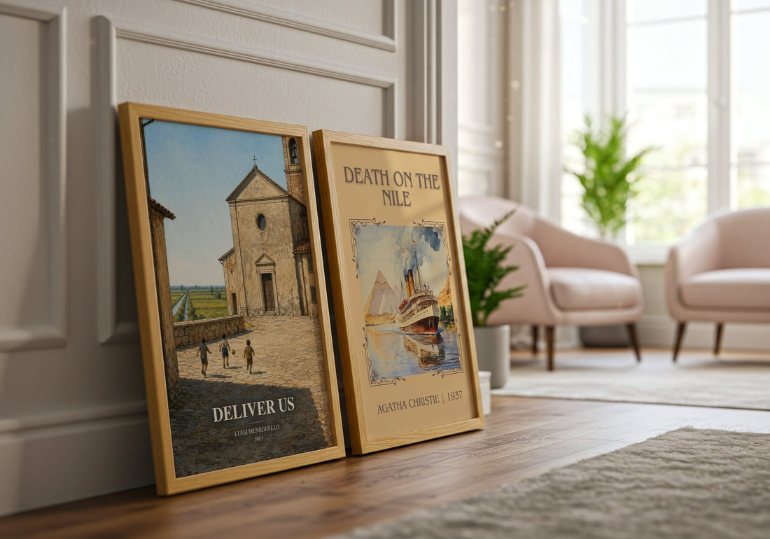 Deliver Us watercolour print framed by window – literary home decor