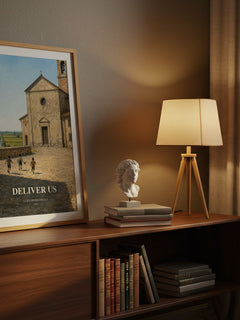 Deliver Us watercolour print on bookshelf – Luigi Meneghello fan gift