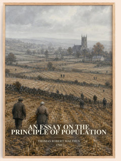 An Essay on the Principle of Population watercolour book poster by Thomas Robert Malthus – framed literary art print