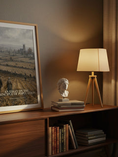 An Essay on the Principle of Population watercolour print on bookshelf – Thomas Robert Malthus fan gift