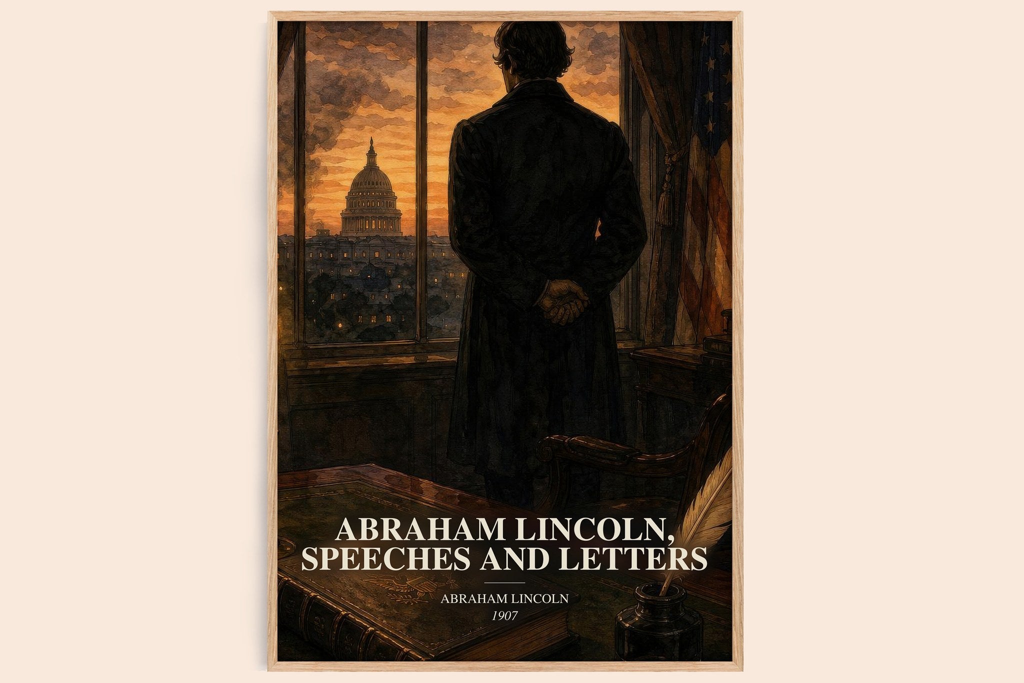 Abraham Lincoln, Speeches And Letters Book Watercolour Illustration by Abraham Lincoln