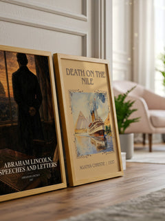 Abraham Lincoln, Speeches And Letters watercolour print framed by window – literary home decor