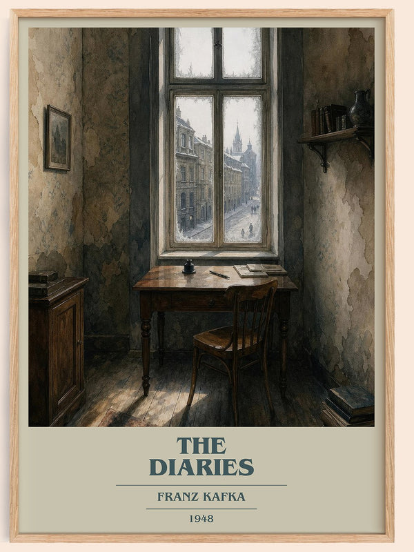 The Diaries book cover book poster by Franz Kafka – framed literary art print
