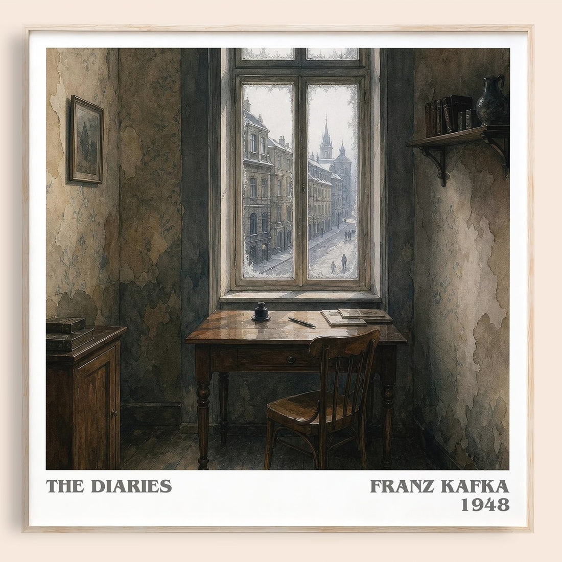 The Diaries literary book poster by Franz Kafka – framed literary art print