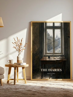 The Diaries watercolour print in frame leaning in hallway – memoir wall art