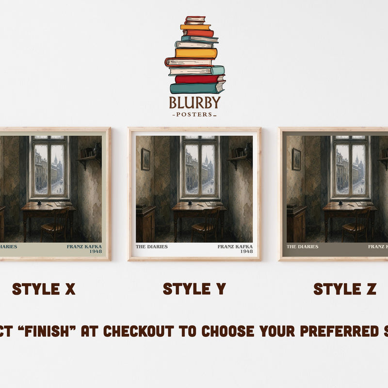 The Diaries literary print in frame leaning in hallway – memoir wall art