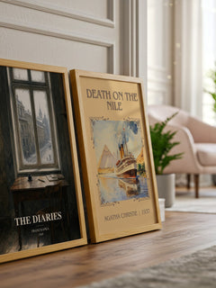 The Diaries watercolour print framed by window – literary home decor