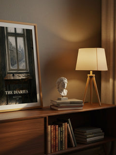 The Diaries watercolour print on bookshelf – Franz Kafka fan gift