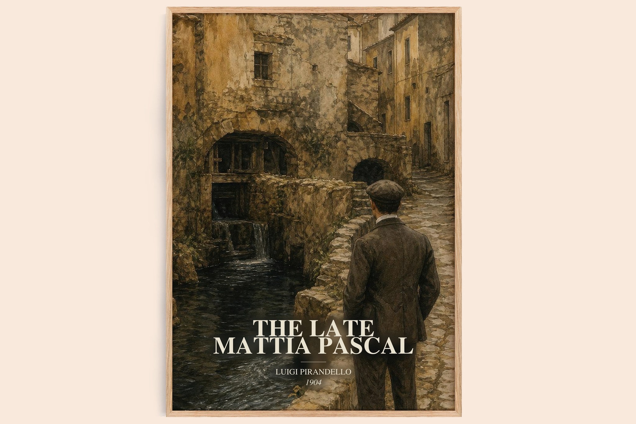 Late Mattia Pascal Book Watercolour Illustration by Luigi Pirandello