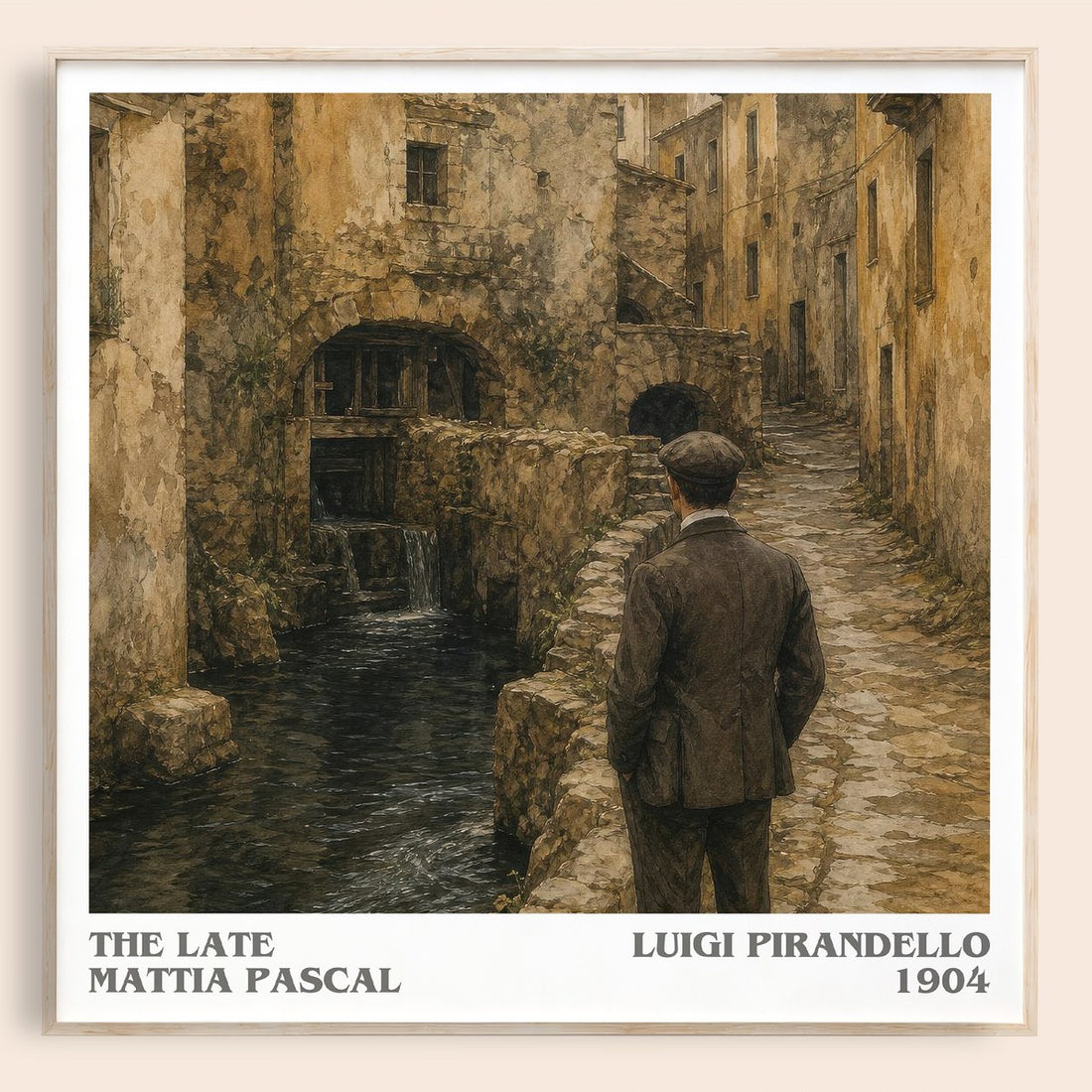 The Late Mattia Pascal literary book poster by Luigi Pirandello – framed literary art print