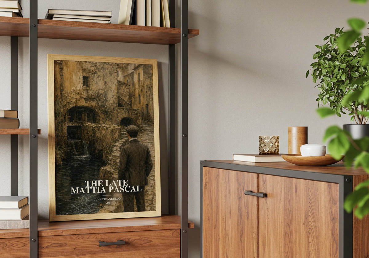 The Late Mattia Pascal book watercolour illustration paper finish options – matte satin gloss