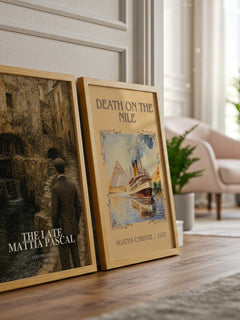 The Late Mattia Pascal watercolour print framed by window – literary home decor
