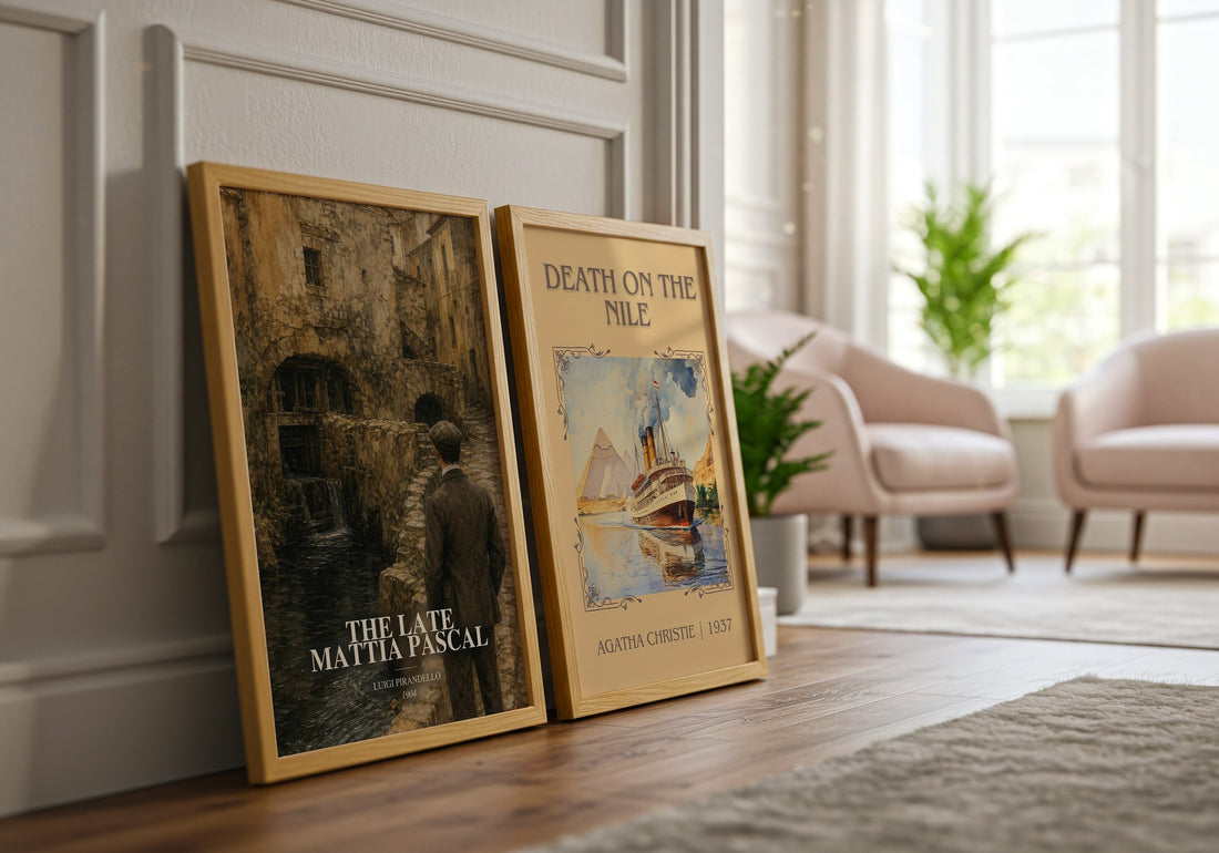The Late Mattia Pascal watercolour print framed by window – literary home decor