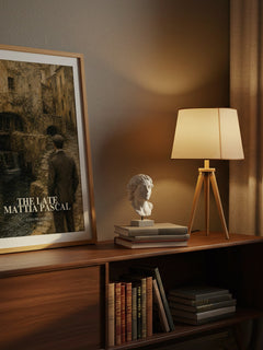 The Late Mattia Pascal watercolour print on bookshelf – Luigi Pirandello fan gift