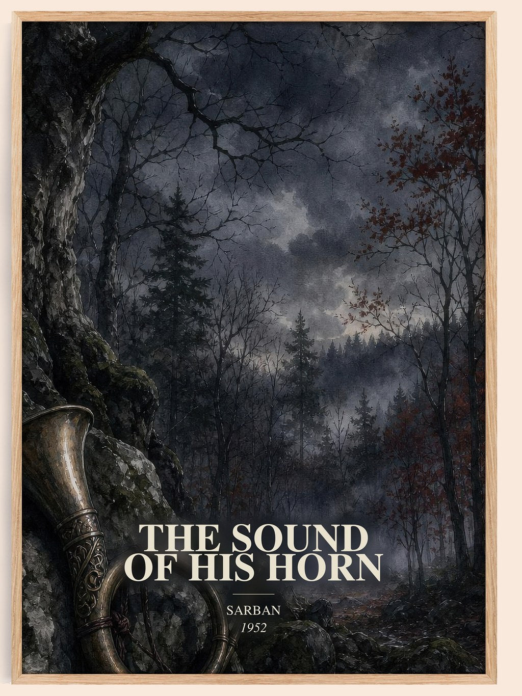 The Sound Of His Horn watercolour book poster by Sarban – framed literary art print