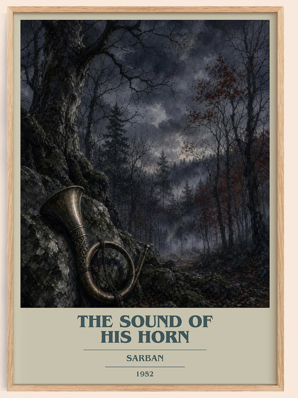 The Sound Of His Horn book cover book poster by Sarban – framed literary art print