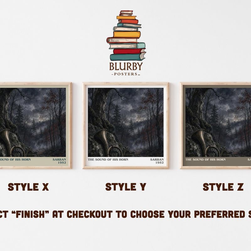 The Sound Of His Horn literary print in frame leaning in hallway – dystopian wall art