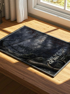 The Sound Of His Horn watercolour book poster framed on wall – dystopian wall art