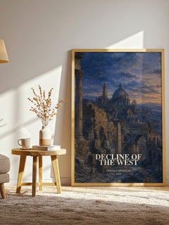 Decline of the West watercolour print in frame leaning in hallway – philosophy wall art