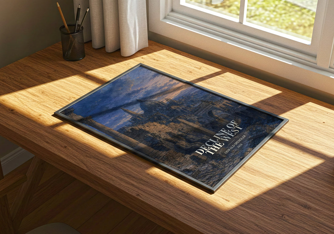 Decline of the West watercolour book poster framed on wall – philosophy wall art
