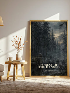 Forest of the Hanged watercolour print in frame leaning in hallway – literary fiction wall art