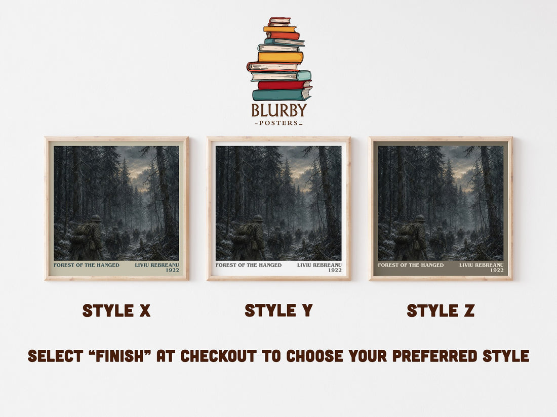 Forest of the Hanged literary print in frame leaning in hallway – literary fiction wall art (mockup)