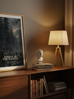 Forest of the Hanged watercolour print on bookshelf – Liviu Rebreanu fan gift