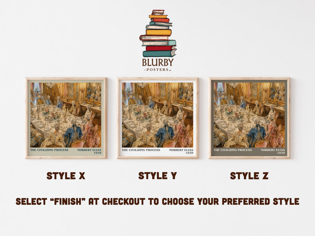 The Civilizing Process literary print in frame leaning in hallway – non fiction wall art (mockup)