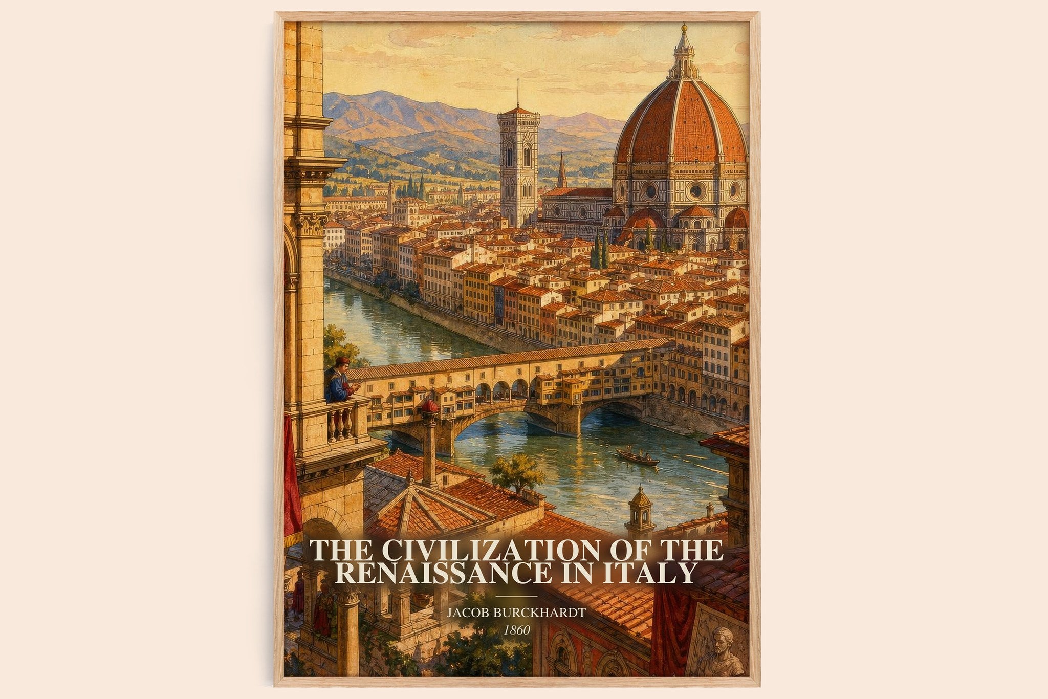 The Civilization Of The Renaissance In Italy Book Watercolour Illustration by Jacob Burckhardt