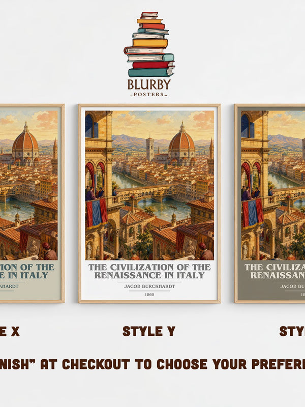 The Civilization Of The Renaissance In Italy book cover print in frame leaning in hallway – non fiction wall art