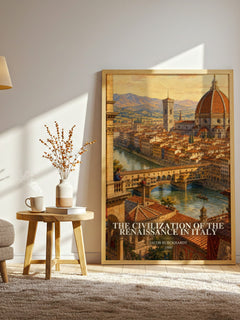 The Civilization Of The Renaissance In Italy watercolour print in frame leaning in hallway – non fiction wall art