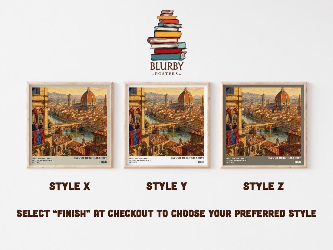 The Civilization Of The Renaissance In Italy literary print in frame leaning in hallway – non fiction wall art (mockup)