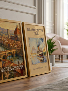 The Civilization Of The Renaissance In Italy watercolour print framed by window – literary home decor