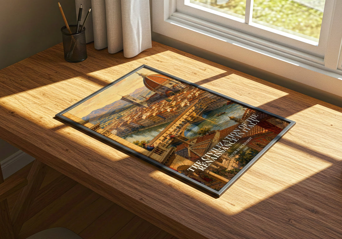 The Civilization Of The Renaissance In Italy watercolour book poster framed on wall – non fiction wall art